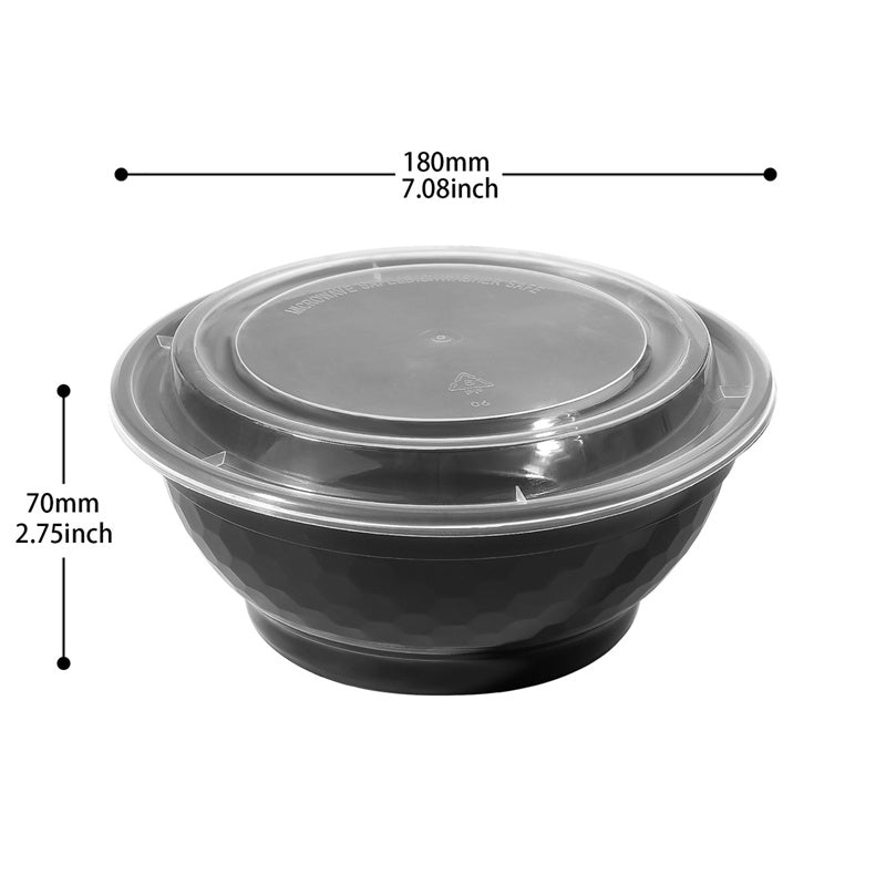 36 oz Black Togo Disposable Bowls with lids 150 set