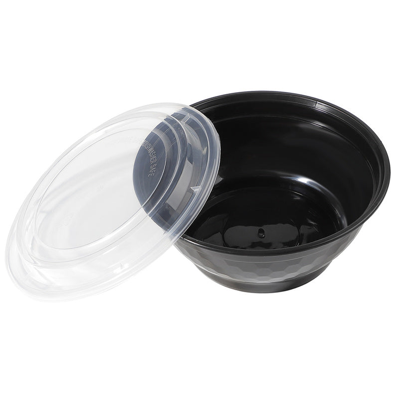 36 oz Black Togo Disposable Bowls with lids 150 set