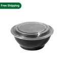 36 oz Black Togo Disposable Bowls with lids 150 set