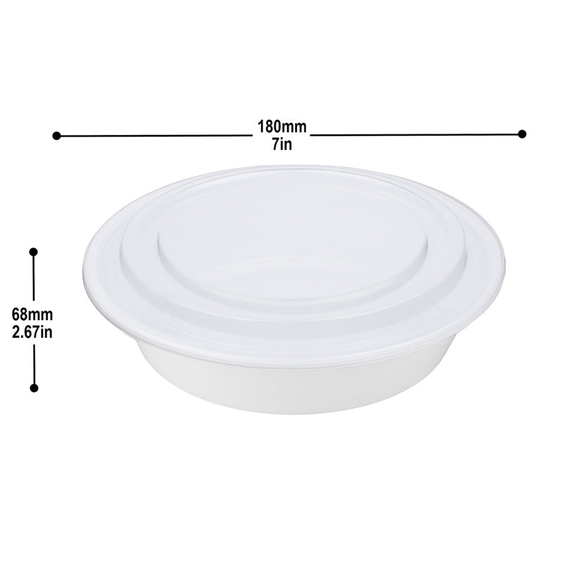 32 oz Disposable Plastic Bowls with Lids White 150 Set