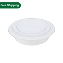 32 oz Disposable Plastic Bowls with Lids White 150 Set