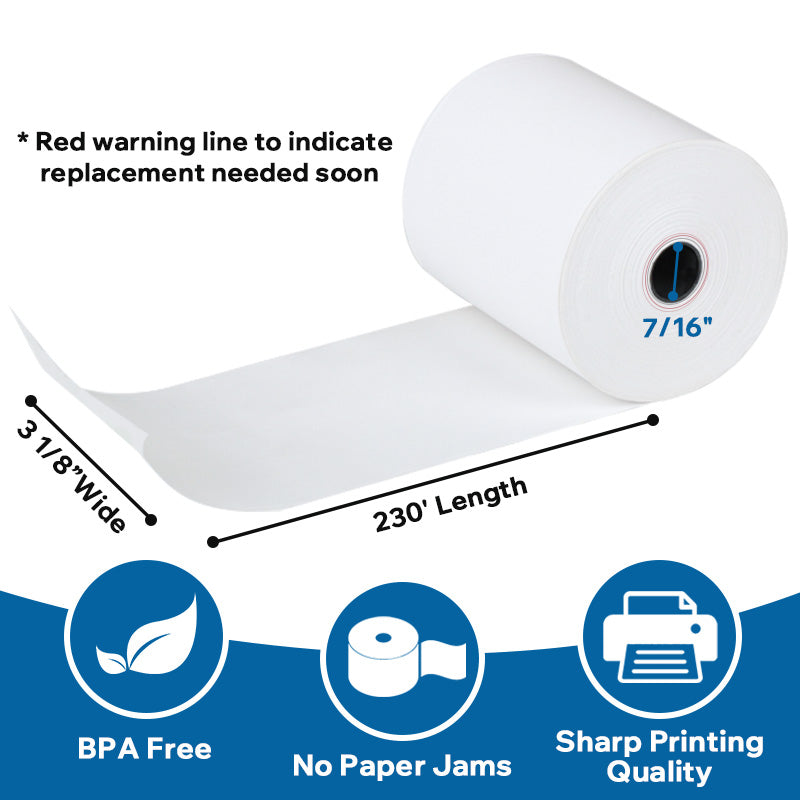 3 1/8" x 230' Thermal Paper POS Receipt Paper Rolls BPA Free 50 Rolls