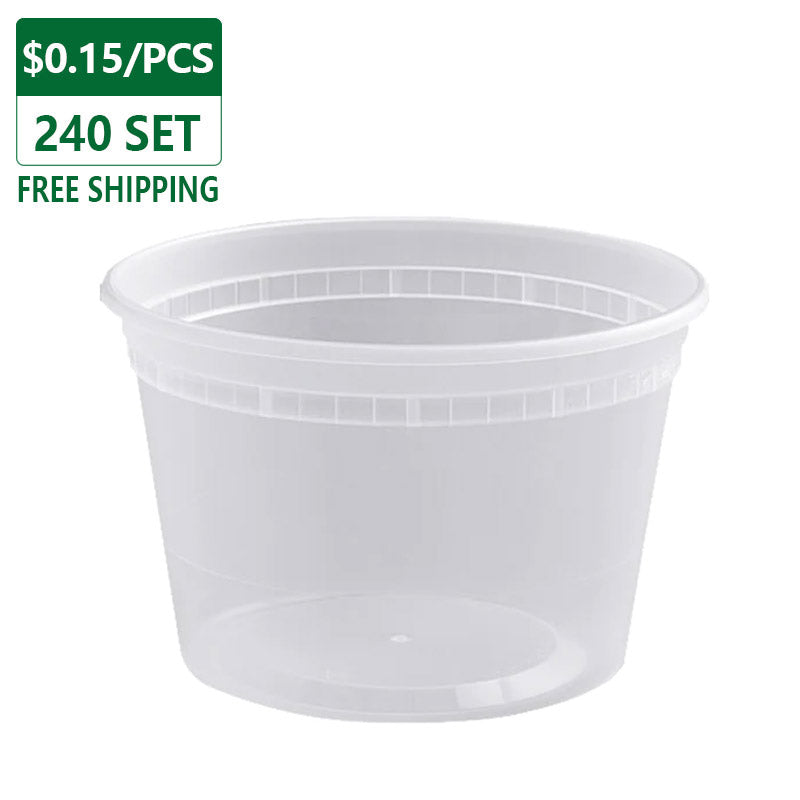 16 oz Plastic Soup Container With Lids To Go 240 Set