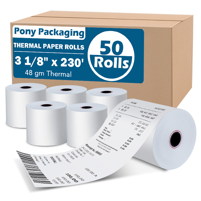 3 1/8" x 230' Thermal Paper POS Receipt Paper Rolls  Phenol Free 50 Rolls