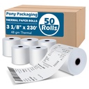 3 1/8" x 230' Thermal Paper POS Receipt Paper Rolls  Phenol Free 50 Rolls