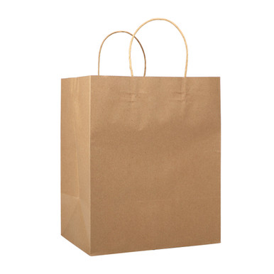 Medium Brown Kraft Paper Bags with Handles Bulk 250 pcs