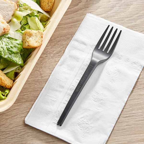 100% Compostable Heavy Duty PLA Fork (Black)