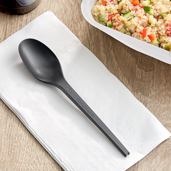 100% Compostable Heavy Duty PLA Spoon (Black)