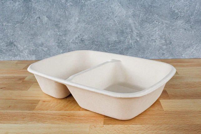 Rectangle 2-Compartment Fiber Tray/8.7“x6.3"/27g
