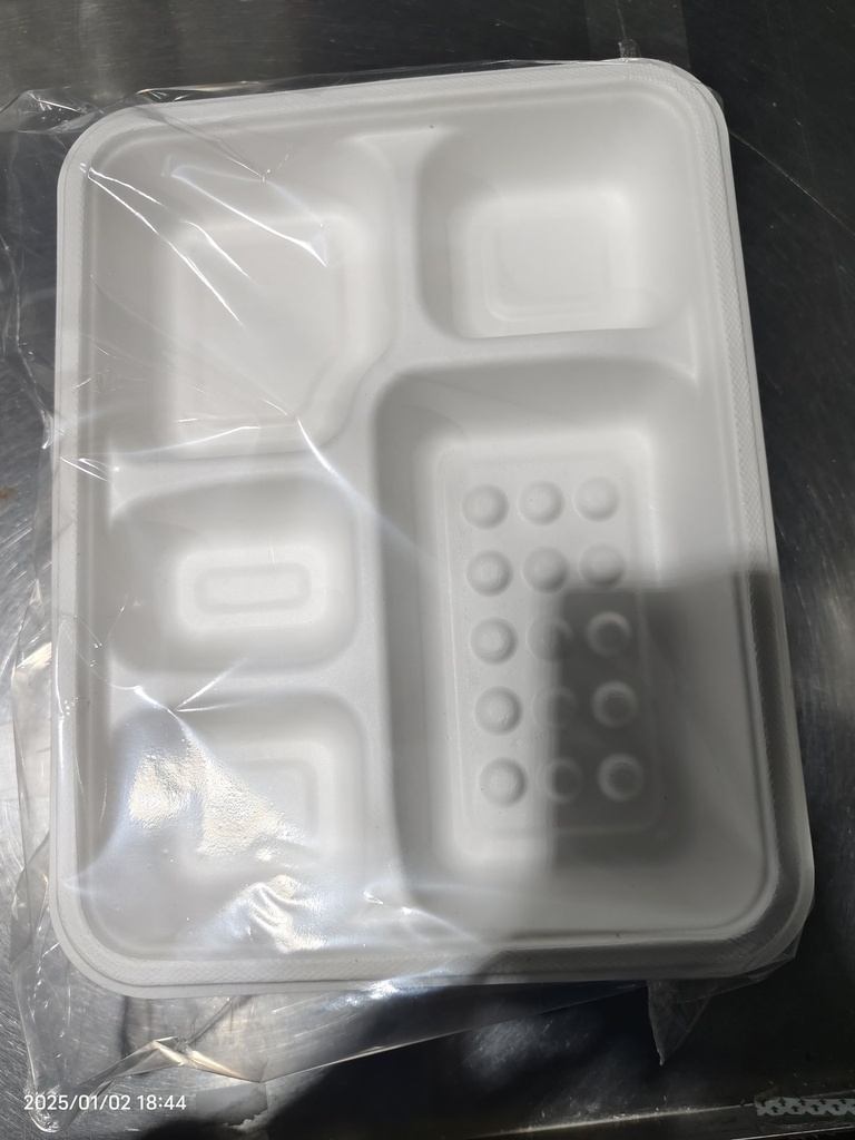 5 Compartment Fiber Deep Tray-White 50pcs