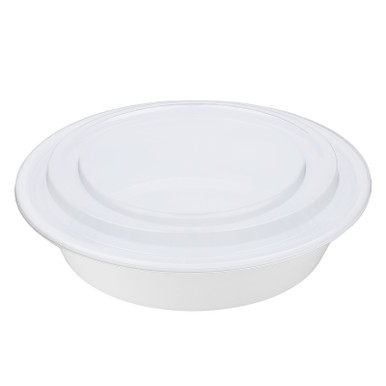 16 oz Microwavable Plastic Bowls with Lids White 150 Set