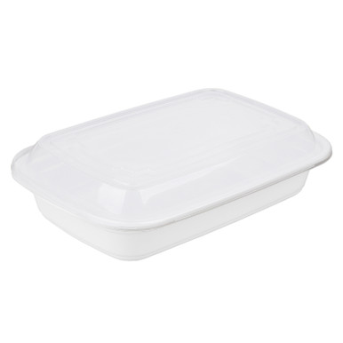 16 oz To Go Containers with Lids White Plastic 150 Set