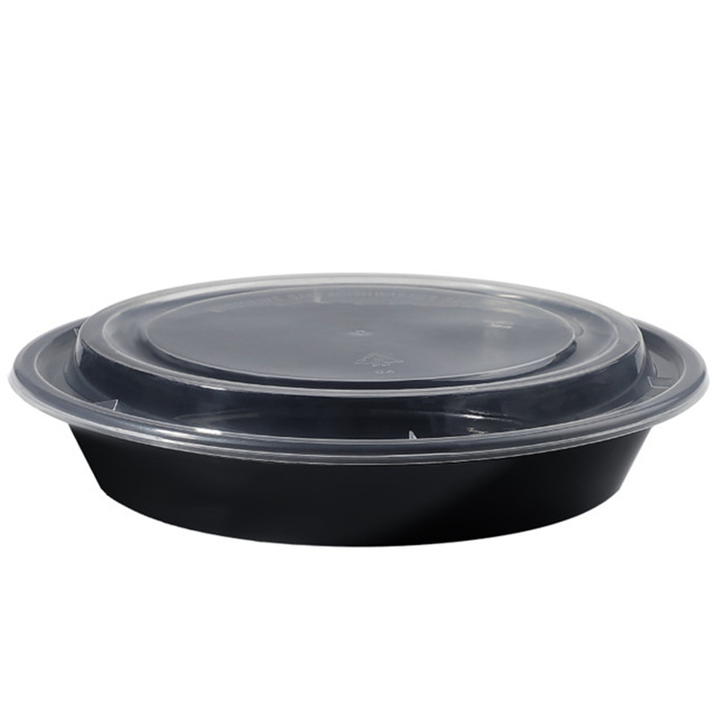 16 oz Black Plastic Bowls with Lids Disposable 150 Set