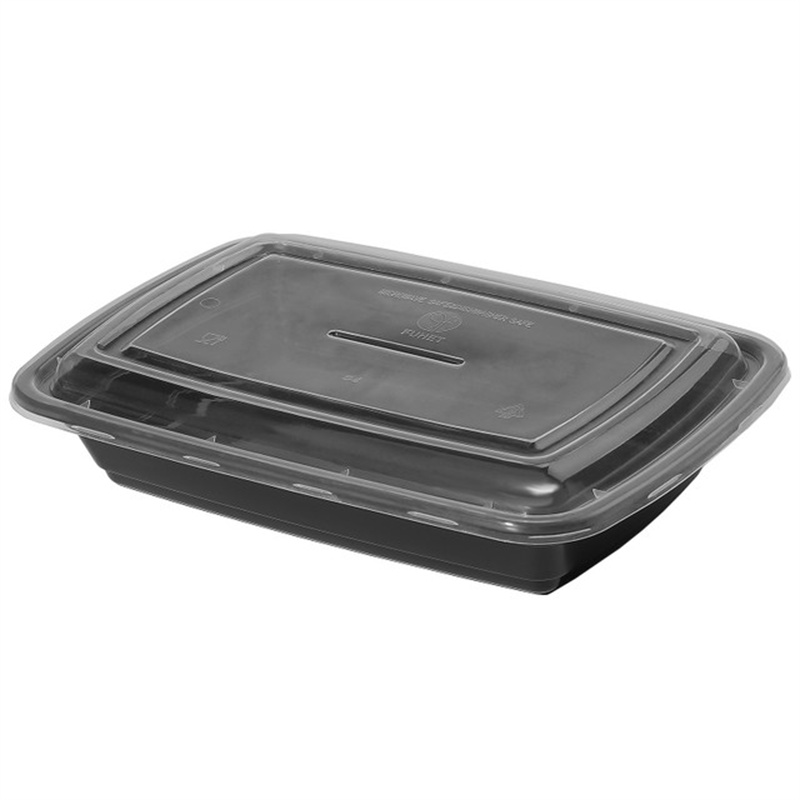 30 oz Plastic To Go Containers with Lids Black 150 Set