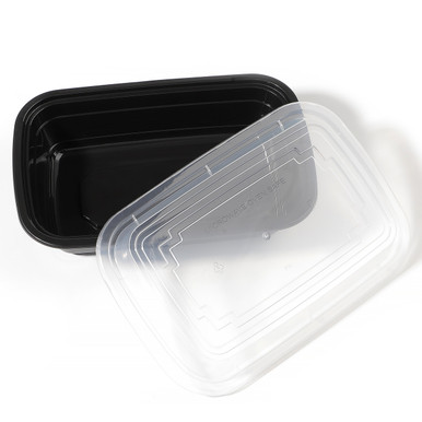 38 oz Black To Go Containers Wholesale with Lids 150 Set