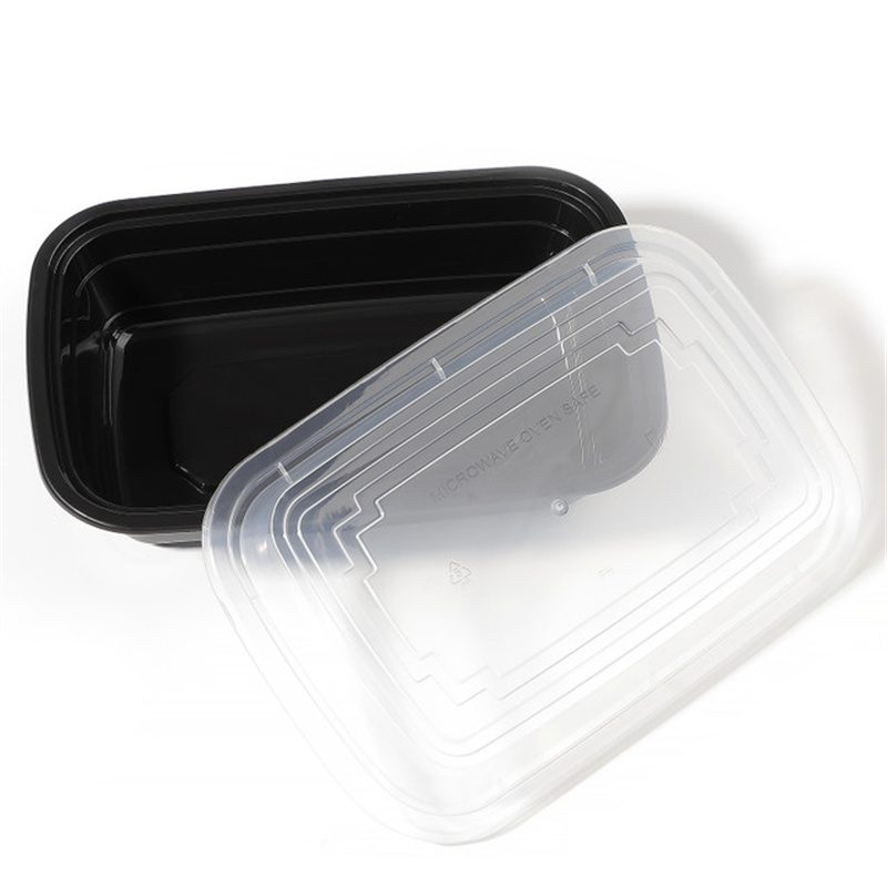 28 oz To Go Plastic Containers with Lids Black 150 Set