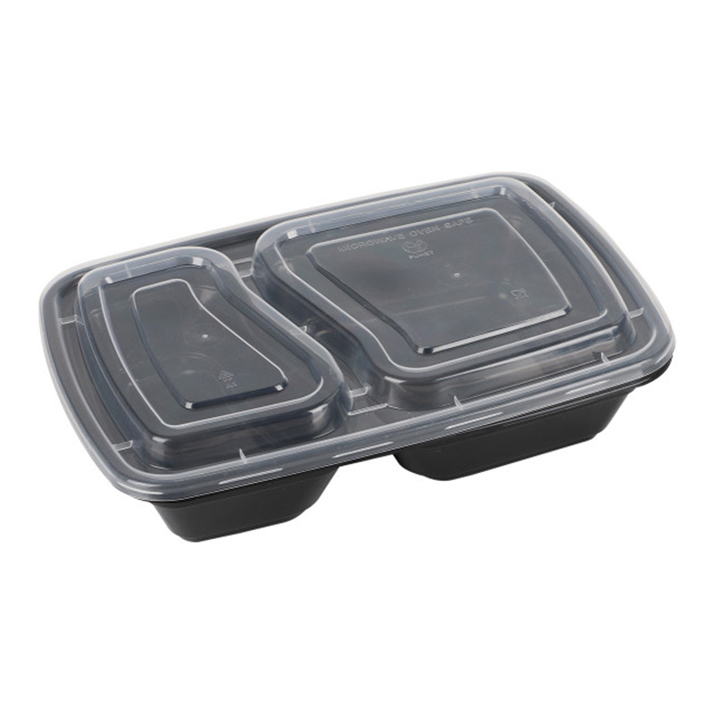 28 oz 2-Compart Plastic To go Food Containers with lids 150 pcs