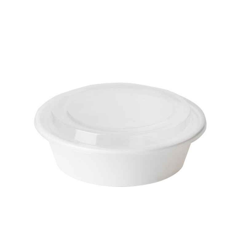 24 oz Disposable Togo Bowls with Lids Plastic White 150 Set