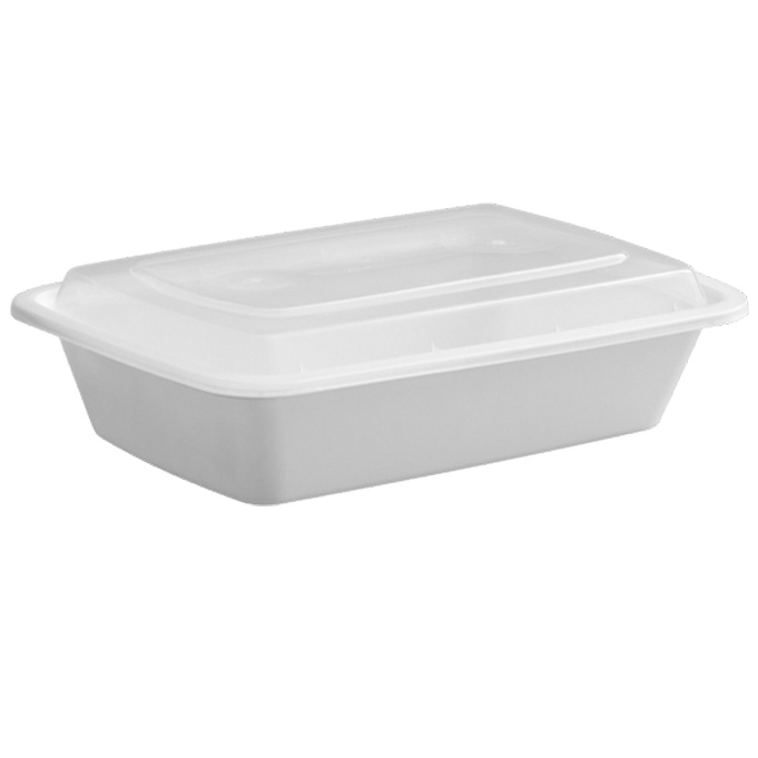 28oz Disposable Plastic Rectangle Food Container White  With Lid 150 set