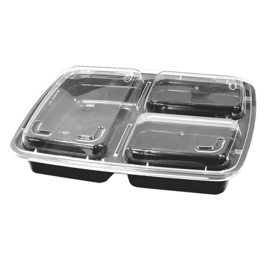 3 Compartment Plastic Food Container With Lid 150 set