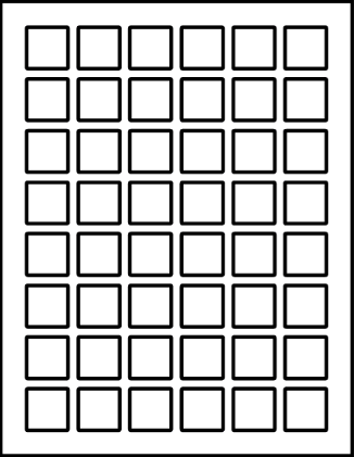 1"x1" Square Blank Label 48 Labels Per Sheet/100 Sheets