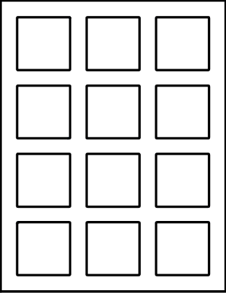 2"x2" Square Blank Label 12 Labels Per Sheet/100 Sheets