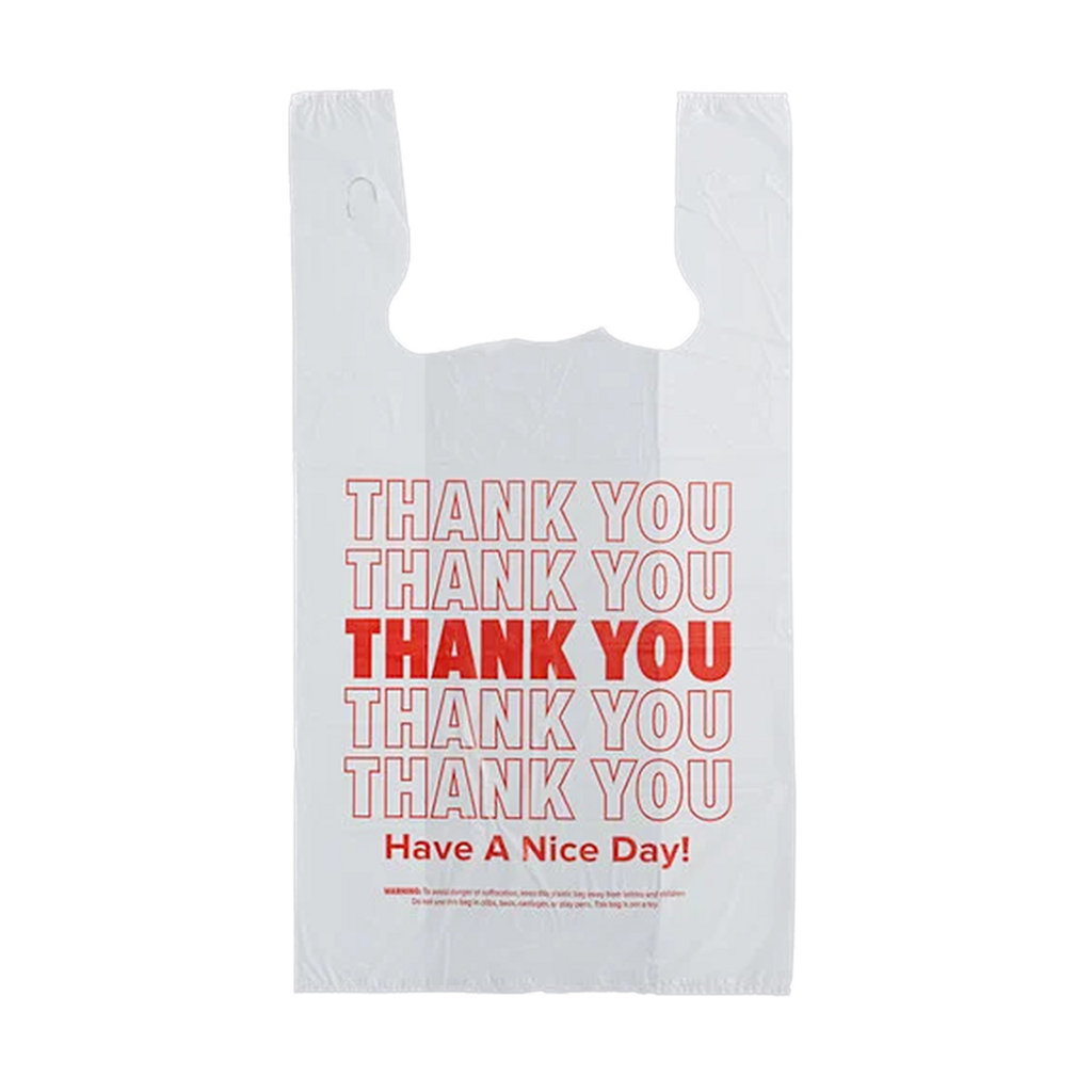 Disposable Thank You 1/6 T-shirt Plastic Bags White 400pcs