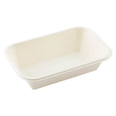 32 oz Rectangle White Sugarcane / Bagasse Container 600pcs