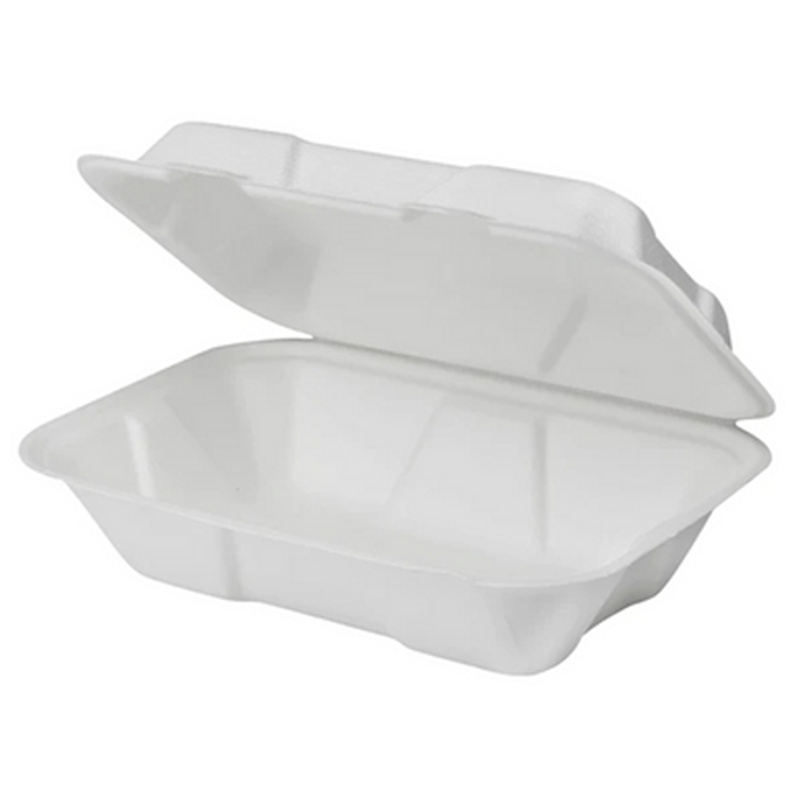 9"x6"x3" Compostable Clamshell Containers White 200pcs (Green+))