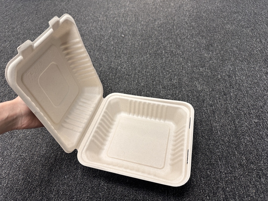 8" Fiber Clamshell Natural 200pcs-PFAS FREE