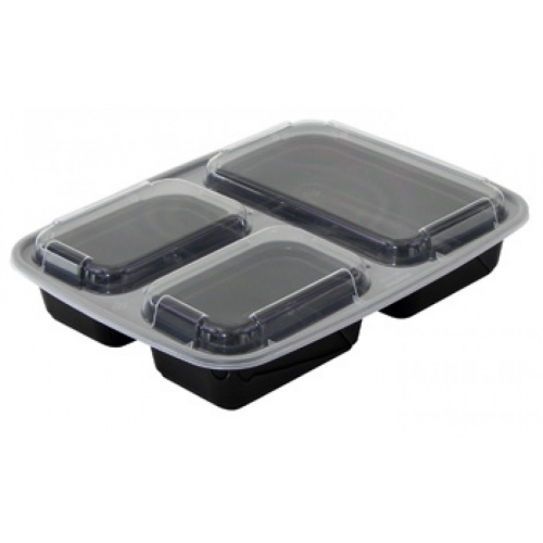 3 Compartment Plastic Food Container With Lid 150 set