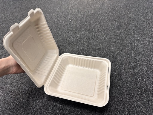 [PFFCS81N] 8" Fiber Clamshell Natural 200pcs-PFAS FREE