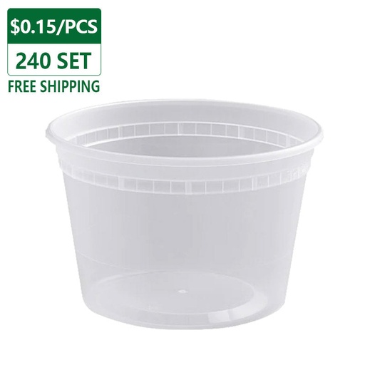 [DC16-OP] 16 oz Plastic Soup Container With Lids To Go 240 Set