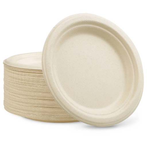 [FP70N] 7" Compostable Paper Plates Natural 1000 pcs