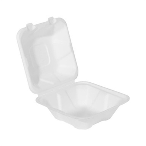 [FCS225W] 6"x6"x3" Disposable Sugarcane Clamshell Containers 500 pcs