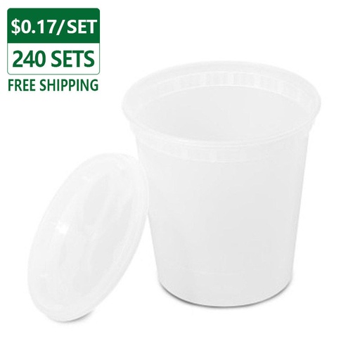 [DC24-FH] 24 oz Microwavable Soup Container with Lids 240 Set