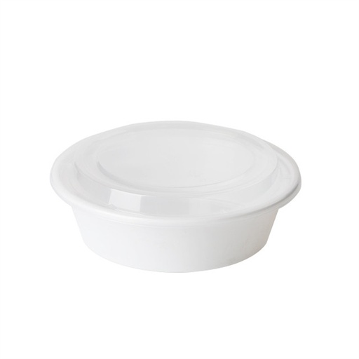 [FH-23W] 24 oz Disposable Togo Bowls with Lids Plastic White 150 Set